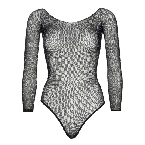 Сетчатый боди со стразами Leg Avenue Crystalized fishnet bodysuit Black One Size