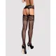 Сітчасті панчохи-стокінги з імітацією гартерів Obsessive Garter stockings S500S/M/L, чорні