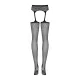 Сітчасті панчохи-стокінги з квітковим малюнком Obsessive Garter stockings S207 XL/XL, чорні, доступ