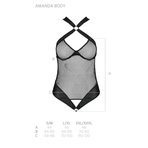 Сетчатый боди с халтером Passion Amanda Body XXL/XXXL, черный