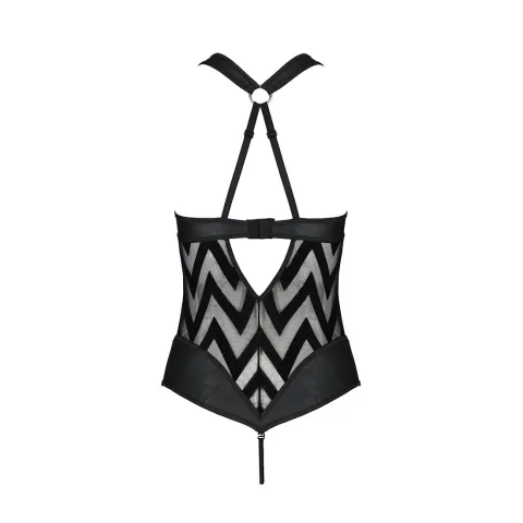 Сітчастий боді з халтером та ритмічним малюнком Passion Hima Body L/XL, black