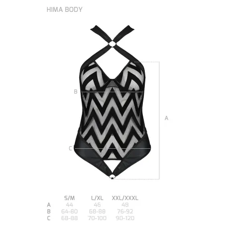 Сітчастий боді з халтером та ритмічним малюнком Passion Hima Body S/M, black