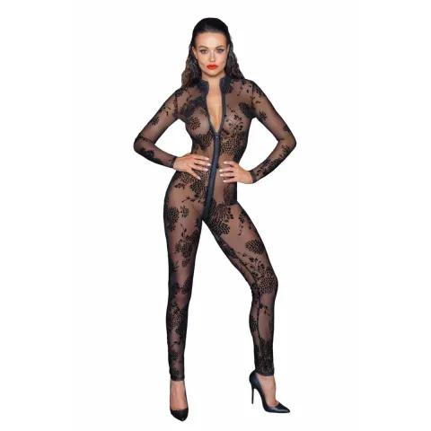 Сітчастий бодістокінг Noir Handmade F237 Long tulle overall, M