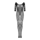 Сітчастий бодістокінг з імітацією підв’язок Obsessive Bodystocking G329 XL/XXL, black, з доступом