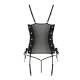 Сетчатый корсет из эко-кожи Passion MALWIA CORSET 4XL/5XL чёрного цвета, с люверсами и съёмными страницами