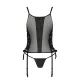 Сітчастий корсет з люверсами і знімними пажами Passion MALWIA CORSET 2XL/3XL black екошкіра, стрінги