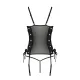 Сітчастий корсет з люверсами і знімними пажами Passion MALWIA CORSET 2XL/3XL black екошкіра, стрінги