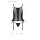 Сітчастий корсет з люверсами та знімними пажами Passion MALWIA CORSET L/XL black, екошкіра, стрінги