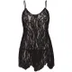 Сорочка бебі-дол Leg Avenue Rose Lace Flair Chemise Black, Queen Size