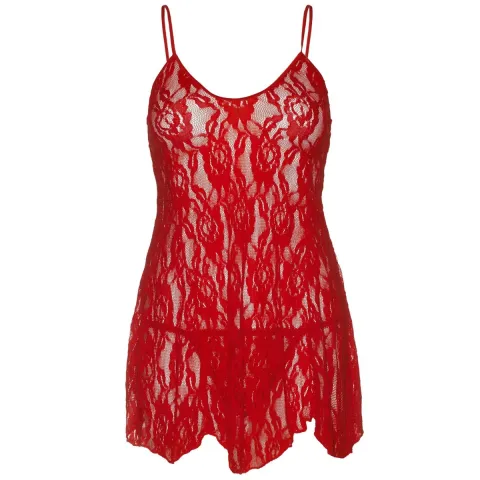 Сорочка в стиле «беби-дол» Leg Avenue Rose Lace Flair Chemise, красная, размер Queen