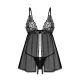 Сорочка бебі-дол Obsessive Blomentis babydoll & thong, XS/S, мереживний ліф, стрінги в комплекті