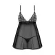 Сорочка бебі-дол Obsessive Blomentis babydoll & thong, XS/S, мереживний ліф, стрінги в комплекті
