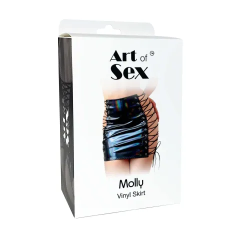 Юбка на шнурке Art of Sex — Molly, цвет черный с эффектом мокрого бархата, XS–M
