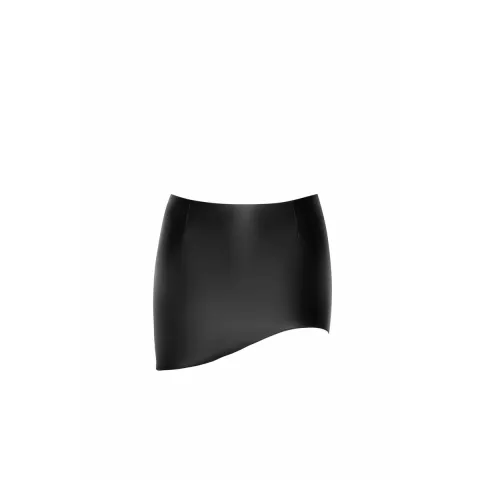 Skirt Noir ручной работы F305 Legacy, 3XL, чёрный, мини, латекс, асимметричный крой