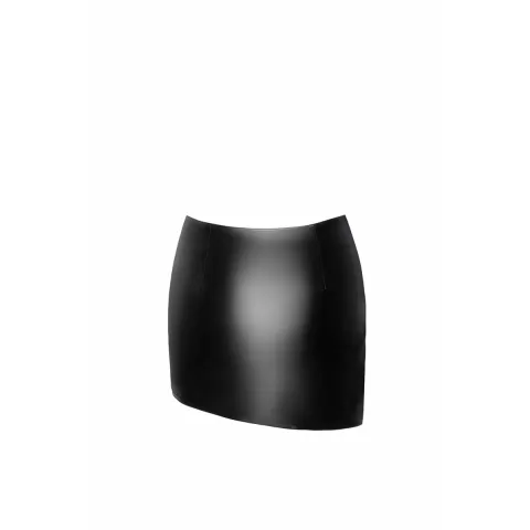 Skirt Noir ручной работы F305 Legacy, XXL, чёрный, мини, латекс, асимметричный крой