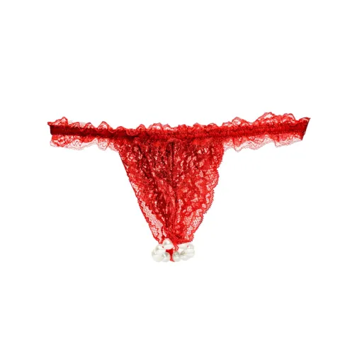 Набор Intt BRAZILIAN PANTY RED: трусики на резинке размеров S–XL с жемчужным кольцом + клубничная смазка