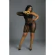 Сукня-бодістокінг Moonlight Plus Model 05 XL-XXXL Black, закрите одне плече та рукав