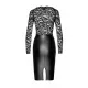 Платье Noir ручной работы F295 Euphoria, XL, чёрное, кружевное, глубокий вырез, латексная миди юбка