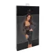 Платье Noir ручной работы F295 Euphoria, XL, чёрное, кружевное, глубокий вырез, латексная миди юбка