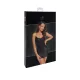 Dress Noir ручной работы F307 Mirage, S, чёрный, мини, латекс, открытая спинка, декор из стразов