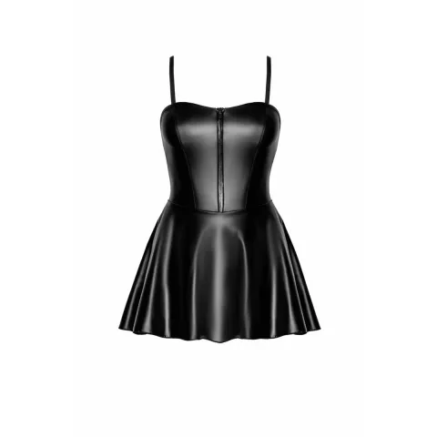 Платье Noir ручной работы F308 Dreamer, M, Mini, латекс, обнажённые плечи, расклешённая юбка, молния спереди