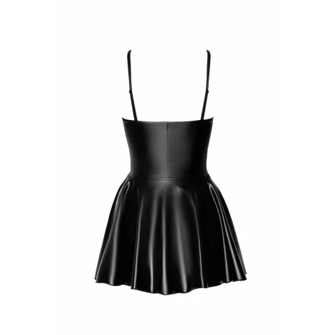 Платье Noir ручной работы F308 Dreamer, XXL, мини, латекс, обнажённые плечи, клешённая юбка, молния спереди
