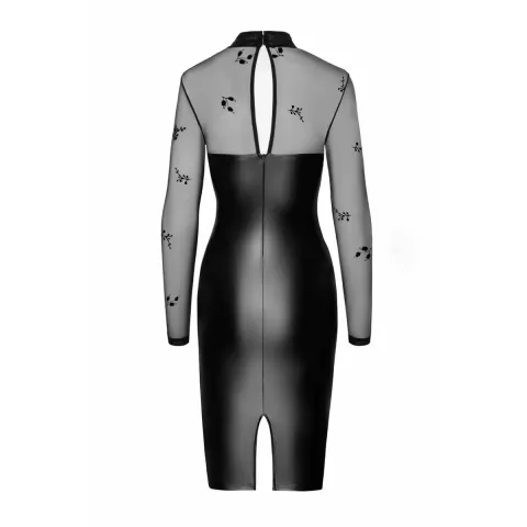 Сукня Noir Handmade F310 Sublime, 3XL, black, міді, мокрий ефект, верх — сітка, довгий рукав