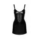 Платье Noir ручной работы F320 Starlet, 3XL, латекс, мини, длинная молния, кольцо на пояс