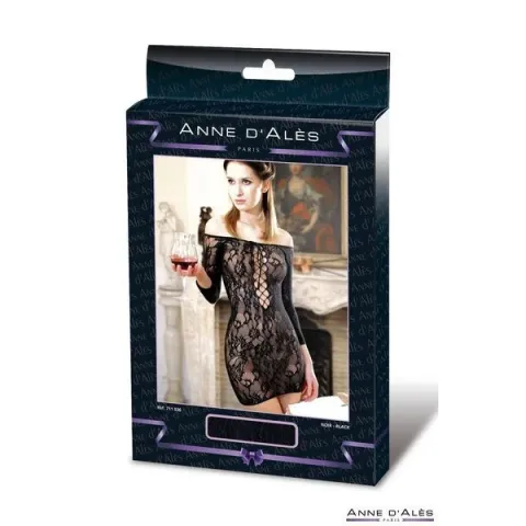 Платье-сетка с декольте Anne De Ales FETISH DINNER Black M / L, открытое плечо