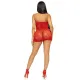 Платье-сетка со стразами Leg Avenue Rhinestone halter mini dress Red, открытая спина, один размер