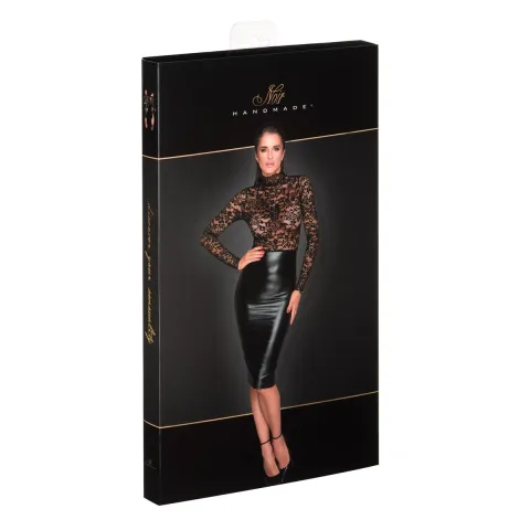 Платье Noir Handmade F228 Midi с мягким кружевным топом, XXL, влажным эффектом
