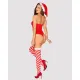 Тедді Obsessive Kissmas teddy, L/XL, червоне, без бретелей, чокер, панчохи та шапка з помпоном у наборі