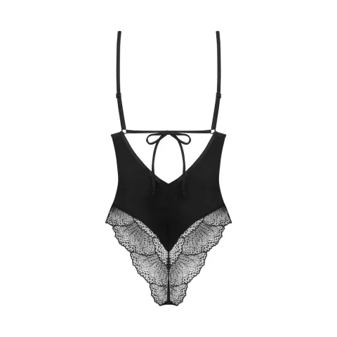 Тедди Obsessive Lobellis, XL/2XL, черный, лиф с мягкими чашками, открытая спина, нижняя часть — стринги