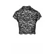 Top Noir Handmade F303 Essence, XL, чёрный, кружевный, с коротким рукавом, вертикальный воротник