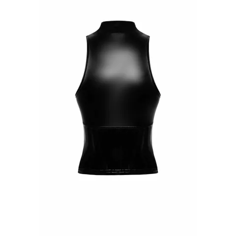 Top Noir Handmade F324 Glam, 3XL, чёрный, неуздок, на молнии, виниловые вставки, стойкий воротник