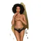 Бразильские трусики Penthouse Adore Me S/M Black, цветочные кружева, тонкие лямки, банты