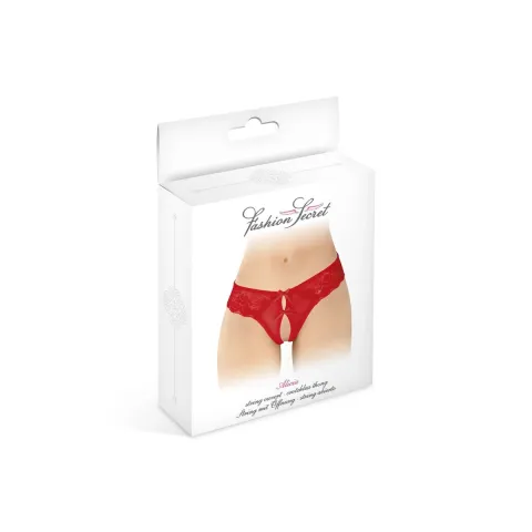 Трусики-стрінги з відкритим доступом Fashion Secret Alicia Red, з бантиком