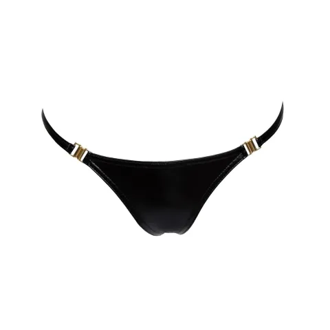 Трусики с влажным эффектом Noir Handmade P008 Powerwetlook с золотой застёжкой, 3XL, с застёжками