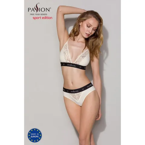 Трусики с широкой резинкой и кружевом Passion PS001 PANTIES L, экрю