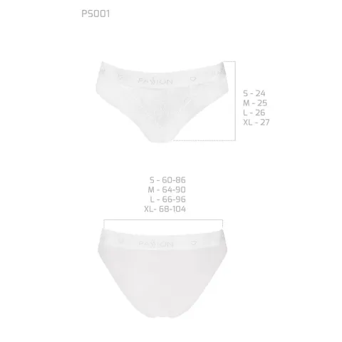 Трусики с широкой резинкой и кружевом Passion PS001 PANTIES L, белые