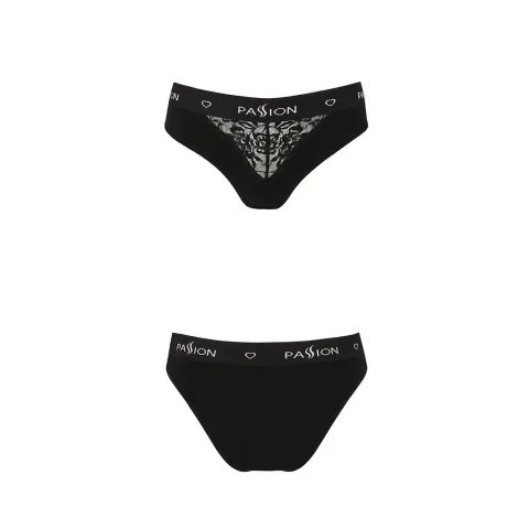 Трусики с широкой резинкой и кружевом Passion PS001 PANTIES M, черные