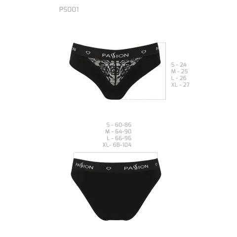 Трусики с широкой резинкой и кружевом Passion PS001 PANTIES M, черные