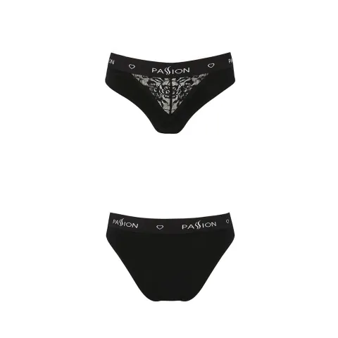 Трусики с широкой резинкой и кружевом Passion PS001 PANTIES S, черные