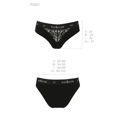 Трусики с широкой резинкой и кружевом Passion PS001 PANTIES S, черные