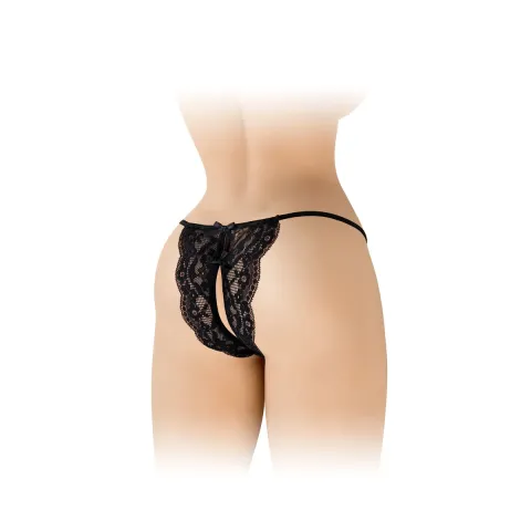 Трусики с открытым дизайном Fashion Secret Cindy Black, кружево с бантиком