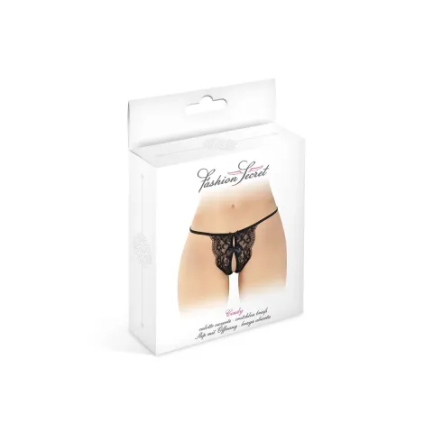Трусики с открытым дизайном Fashion Secret Cindy Black, кружево с бантиком
