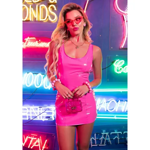 Виниловое мини-платье Leg Avenue Розовое виниловое мини-платье S, розовое