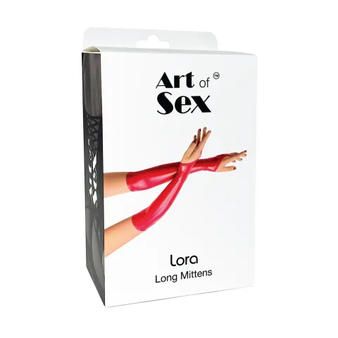 Виниловые митенки Art of Sex — Lora, длинные, размер L, цвет — черный с голографическим эффектом