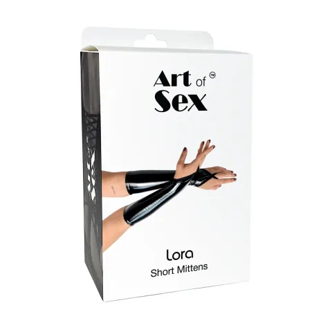 Вінілові мітенки Art of Sex - Lora короткі, размер S, колір чорний