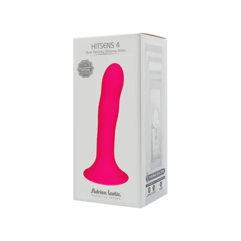Дилдо с присоской Adrien Lastic Hitsens 4 Pink, отлично подходит для страпона, диаметр 3,7 см, длина 17,8 см